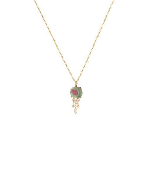 COLLIER JELLYFISH TOURMALINE WATERMELON ET DIAMANTS Amélioration de cerveau avec