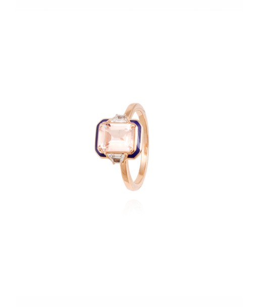 BAGUE MORGANITE DIAMANTS ET EMAIL BLEU Profitez des Offres !