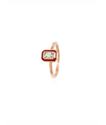 BAGUE SAPHIR VERT ET EMAIL ROUGE en linge