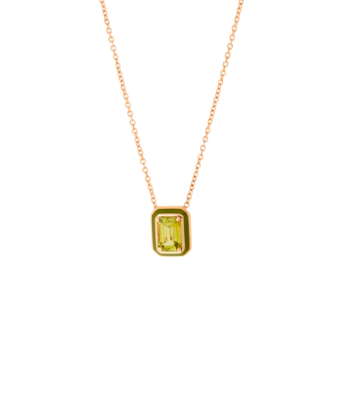 COLLIER TOURMALINE VERTE ET EMAIL OLIVE france