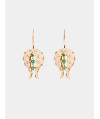 BOUCLES D'OREILLES FLEURS TSAVORITES ET DIAMANTS france