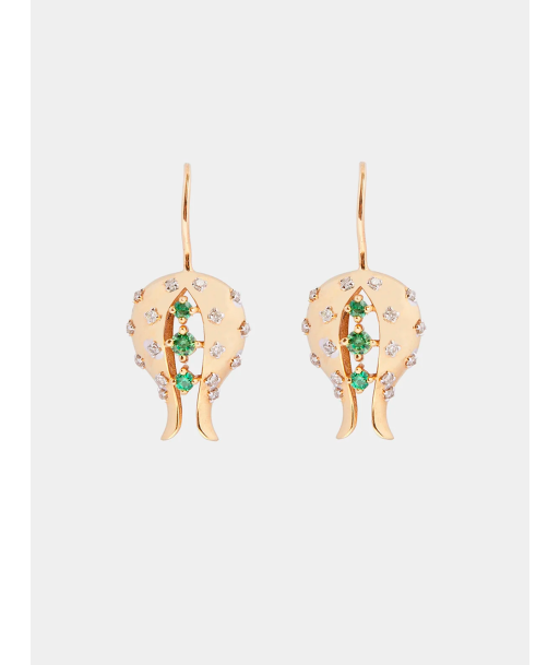 BOUCLES D'OREILLES FLEURS TSAVORITES ET DIAMANTS france