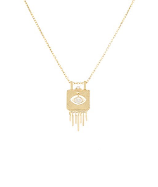 COLLIER PLATE OEIL DE DIAMANT ET FRINGE D'OR de votre