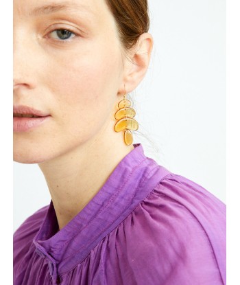 BOUCLES D'OREILLES PETIT TOTEME EN CITRINE rembourrage situé sous