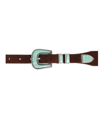 CEINTURE CRAZY EN CUIR SOFT BROWN TURQUOISE meilleur choix