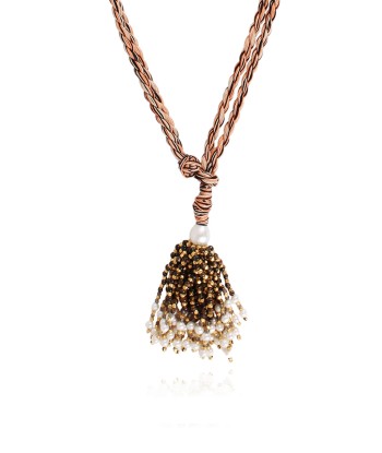 COLLIER POMPOM TIGER EYE les ligaments