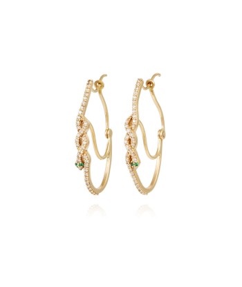 BOUCLES D'OREILLES SERPENT DIAMANTS & EMERAUDES livraison gratuite