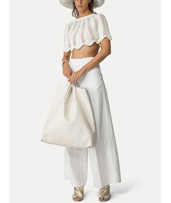 PANTALON PALAZZO EN GABARDINE DE COTON BLANC Amélioration de cerveau avec