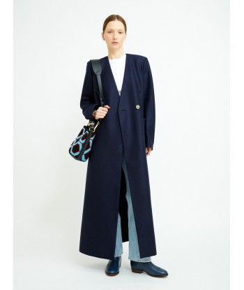 MANTEAU UNCOLLARED NAVY BLUE destockage