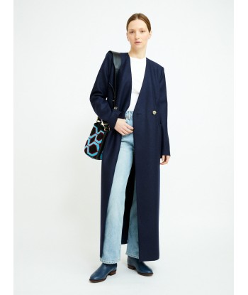 MANTEAU UNCOLLARED NAVY BLUE destockage