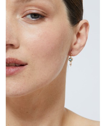 BOUCLE D'OREILLE TOURMALINE LOSANGE ET DIAMANTS destockage