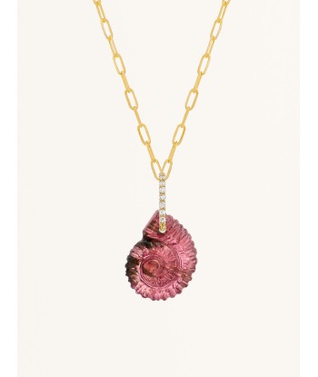 PENDENTIF ESCARGOT TOURMALINE ROSE pas cher