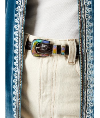 CEINTURE EXCLU LEZARD ARGENT Véritable concentré