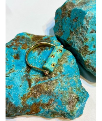 BAGUE TUBE LEA TURQUOISE ET SAPHIRS JAUNES les ctes