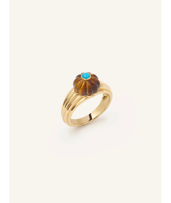 BAGUE GELATO OEIL DE TIGRE ET TURQUOISE solde