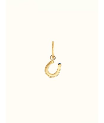 BOUCLE D'OREILLE BABY CHARM HORSESHOE OR ET SAPHIR BLEU rembourrage situé sous