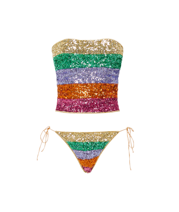 MAILLOT DE BAIN BANDEAU PAILLETTES MULTICOLORE les ctes