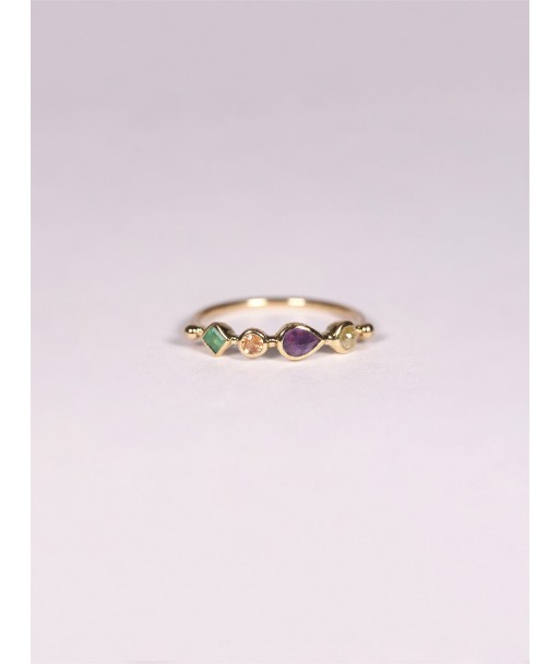 BAGUE EMERAUDE, SAPHIR ORANGE, AMETHYSTE ET DIAMANT online