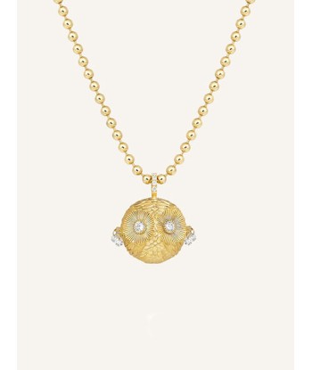 PENDENTIF CHOUETTE OR JAUNE ET DIAMANT pas cher