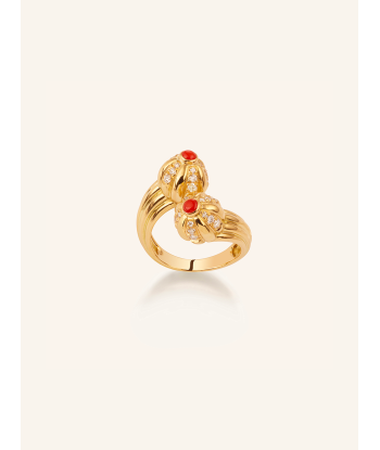 BAGUE DOUBLE GELATO CORAIL ET DIAMANTS Dans la société mordern