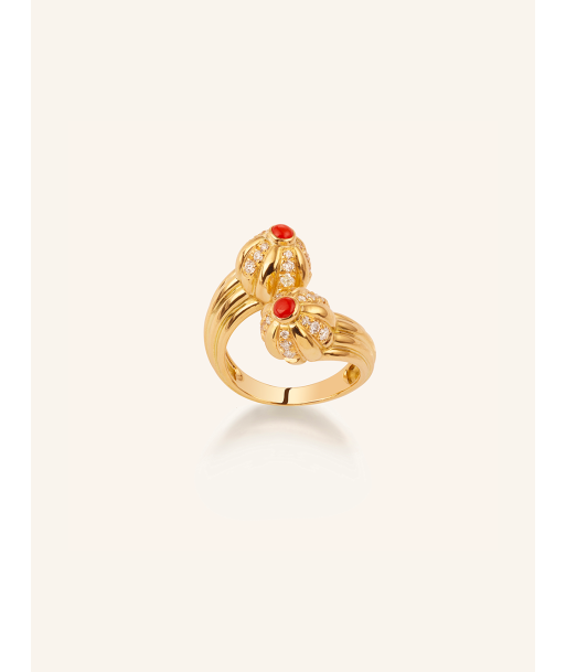 BAGUE DOUBLE GELATO CORAIL ET DIAMANTS Dans la société mordern