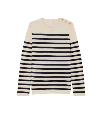 PULL THEO RAYÉ ANTIQUE WHITE & NAVY ou a consommer sur place