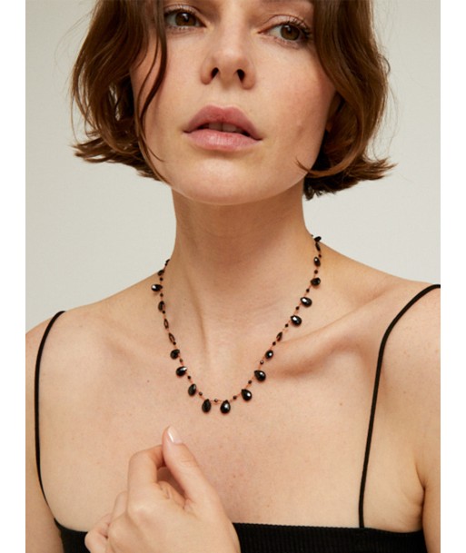 COLLIER WHITNEY DROPS & BEADS SPINELLE NOIRE français