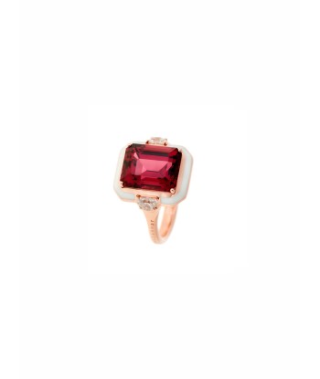 BAGUE EMAIL DIAMANT & RHODOLITE pas cher