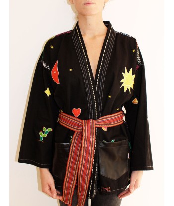 KIMONO MEXICAIN NOIR solde