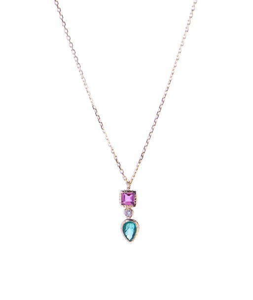 COLLIER PENDENTIF TOTEM TOURMALINE & EMERAUDE de pas cher