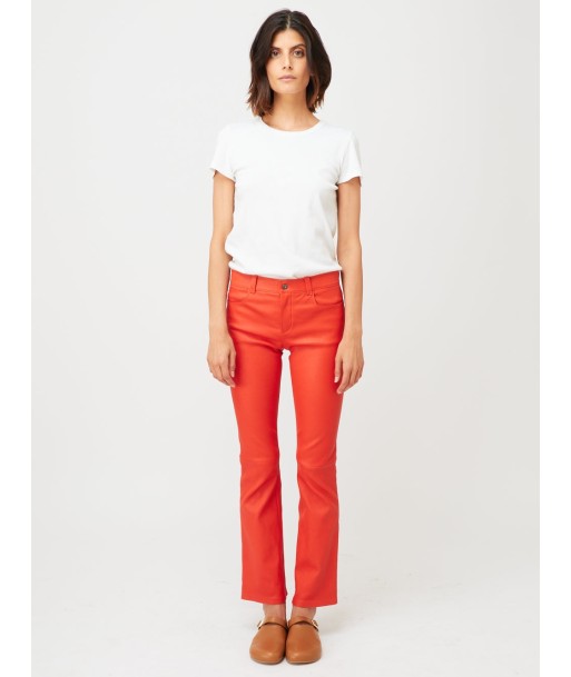 PANTALON DEAN CUIR PLONGÉ ROUGE destockage