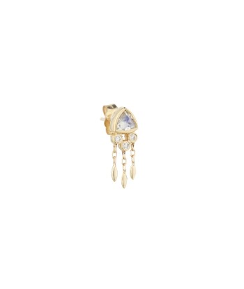 BOUCLE D'OREILLE PIERRE DE LUNE ET DIAMANTS Paris Déstockage Promo