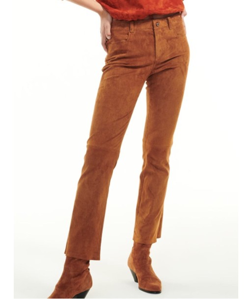 PANTALON DEAN CUIR VELOURS MARRON plus qu'un jeu 