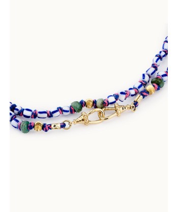 MAULI BEADS GHANA LONG BLANC ET BLEU online