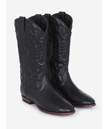 BOTTES SANTIAG MIDNIGHT CUIR NOIRES la livraison gratuite