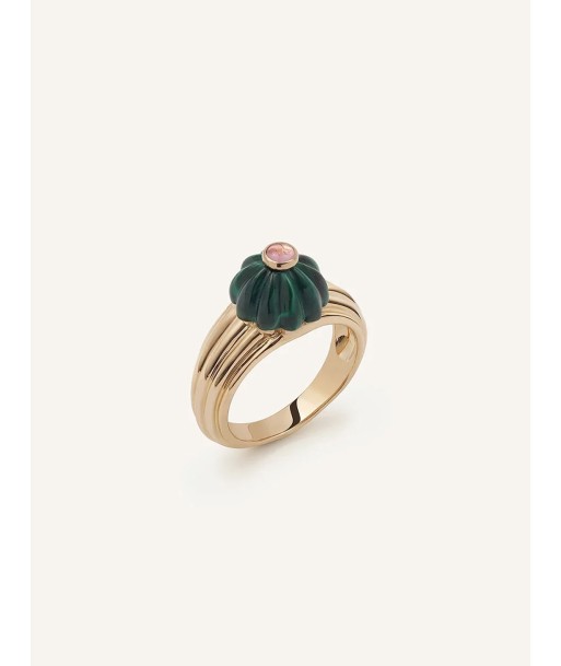 BAGUE GELATO OR ROSE MALACHITE ET TOURMALINE une grave pollution 