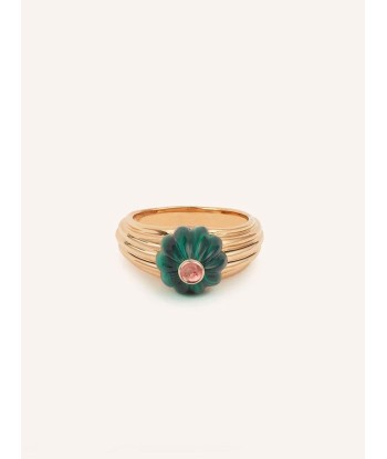 BAGUE GELATO OR ROSE MALACHITE ET TOURMALINE une grave pollution 