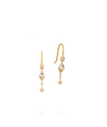 BOUCLES D'OREILLES MOONSTONE AND DIAMONDS SLEEPERS en ligne des produits 