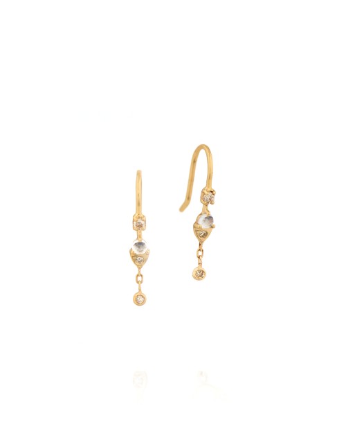 BOUCLES D'OREILLES MOONSTONE AND DIAMONDS SLEEPERS en ligne des produits 