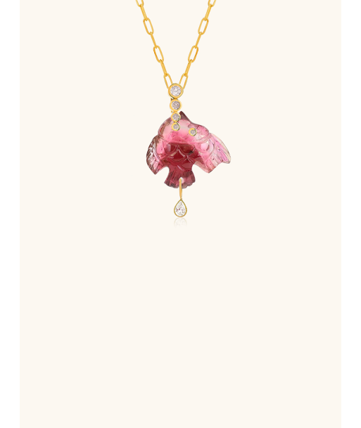 PENDENTIF POISSON TOURMALINE ROSE plus qu'un jeu 